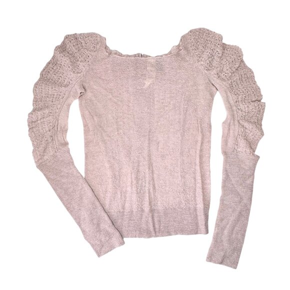 NWOT Bird by Juicy Couture Alpaca Sweater Sz M Puff Sleeve Zip Back Coquette - Picture 10 of 11